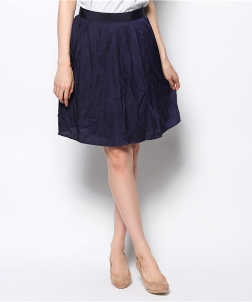 NANO universe（ナノユニバース）の「ボリュームギャザーミドル丈スカート（スカート・レディース・ベージュ/ネイビー/ホワイト・38/36）」の3枚目の写真