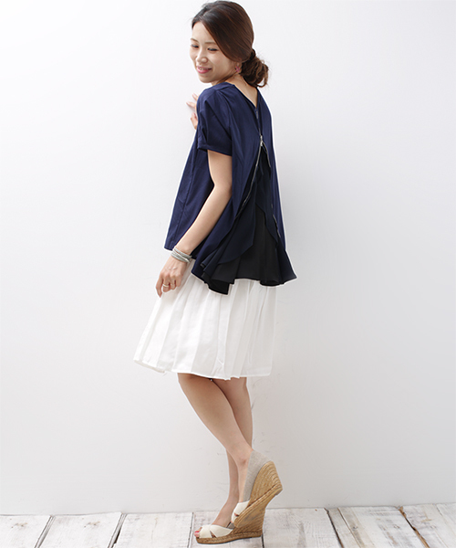 NANO universe（ナノユニバース）の「ボリュームギャザーミドル丈スカート（スカート・レディース・ベージュ/ネイビー/ホワイト・38/36）」の12枚目の写真