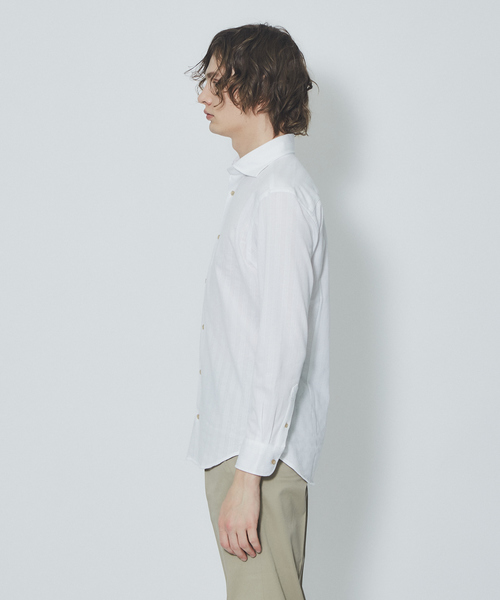 RECENCY OF MINE(リーセンシー オブ マイン)の「【Recency of Mine】サモーラアイレットストライプ無地シャツ(シャツ/ブラウス・メンズ・ダークネイビー/オフホワイト・48/50/44/46)」の14枚目の写真