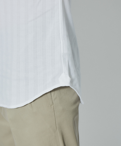 RECENCY OF MINE(リーセンシー オブ マイン)の「【Recency of Mine】サモーラアイレットストライプ無地シャツ(シャツ/ブラウス・メンズ・ダークネイビー/オフホワイト・48/50/44/46)」の10枚目の写真