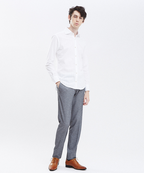 RECENCY OF MINE(リーセンシー オブ マイン)の「【Recency of Mine】サモーラアイレットストライプ無地シャツ(シャツ/ブラウス・メンズ・ダークネイビー/オフホワイト・48/50/44/46)」の3枚目の写真