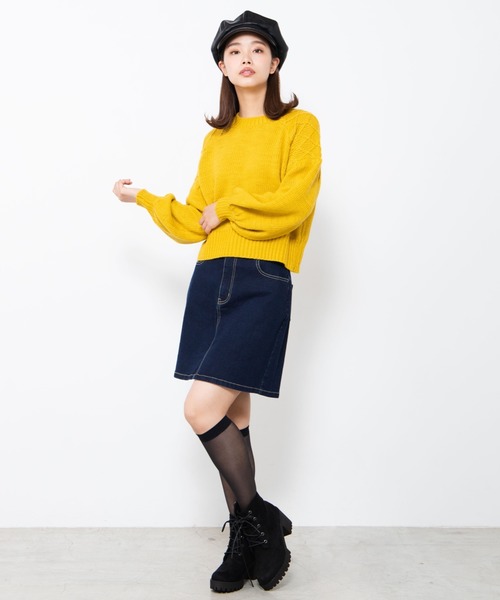 WEGO（ウィゴー）の「WEGO/ボリュームスリーブセーター（ニット/セーター・レディース・ホワイト/イエロー・FREE）」の7枚目の写真