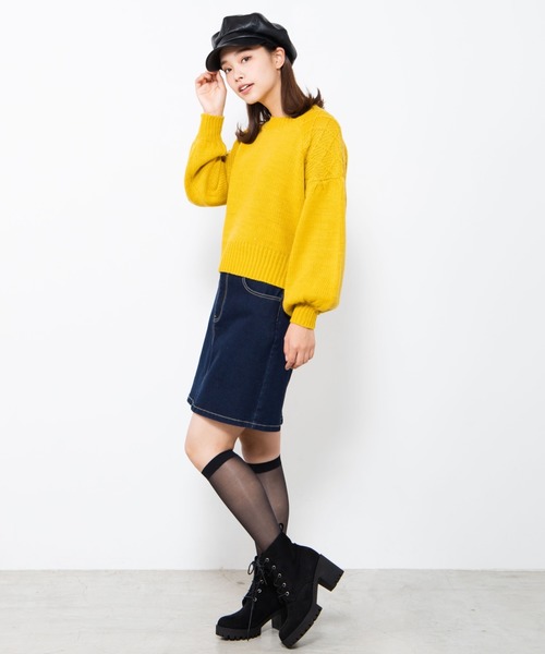 WEGO（ウィゴー）の「WEGO/ボリュームスリーブセーター（ニット/セーター・レディース・ホワイト/イエロー・FREE）」の8枚目の写真