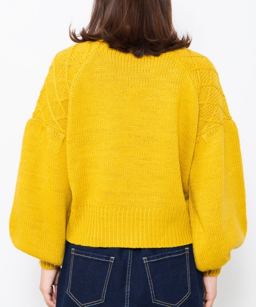 WEGO（ウィゴー）の「WEGO/ボリュームスリーブセーター（ニット/セーター・レディース・ホワイト/イエロー・FREE）」の3枚目の写真