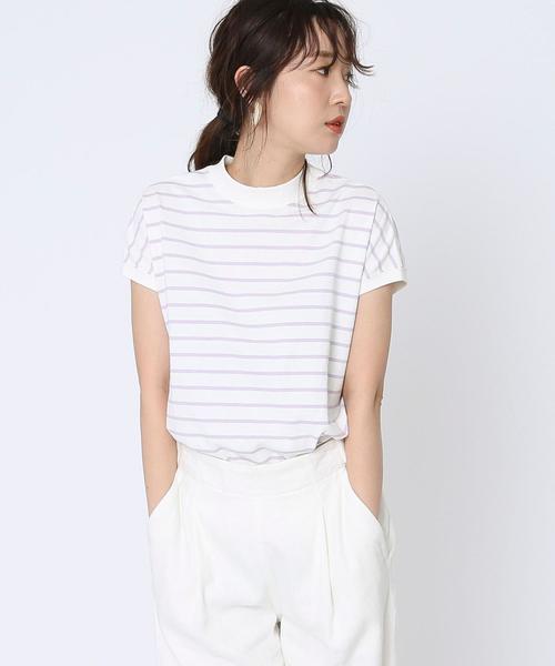 coen（コーエン）の「【復刻・WEB限定カラー】USAコットンハイネックTシャツ#(モックネック)（Tシャツ/カットソー・レディース・パープル/ライトブルー/ライラック/ダークグレー/ベージュ/マスタード/ホワイト/ダークブラウン/ブラック/オリーブ/ピンク/ケリー/コバルトブルー/ブラウン系その他/イエロー系その他/ホワイト系その他4/ホワイト系その他3/ホワイト系その他2/ホワイト系その他・FREE）」の5枚目の写真