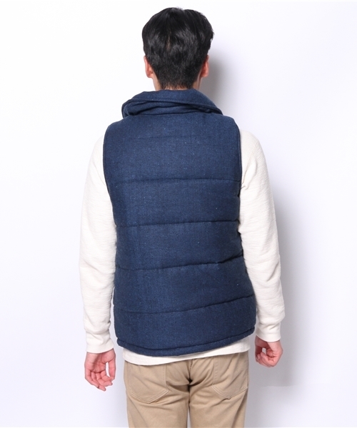 WEGO(ウィゴー)の「WEGO/ツイードパデッドベスト(ダウンベスト・メンズ・ダークグレー/ネイビー・MEDIUM/LARGE)」の3枚目の写真