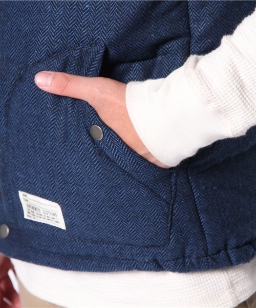 WEGO(ウィゴー)の「WEGO/ツイードパデッドベスト(ダウンベスト・メンズ・ダークグレー/ネイビー・MEDIUM/LARGE)」の6枚目の写真