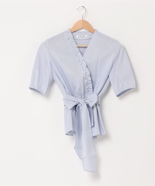 HANAE MORI(ハナエモリ)の「【HANAE MORI】コードレーン シャツ(シャツ/ブラウス・レディース・ターコイズブルー/コーラルピンク・40/38)」の2枚目の写真