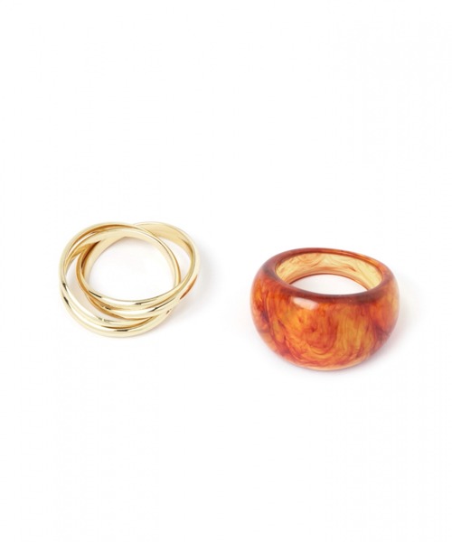 niko and...（ニコアンド）の「マーブルカラー2セットリング（リング・レディース・ホワイト/ブラウン/ピンク・0）」の3枚目の写真