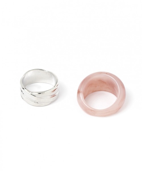 niko and...（ニコアンド）の「マーブルカラー2セットリング（リング・レディース・ホワイト/ブラウン/ピンク・0）」の4枚目の写真