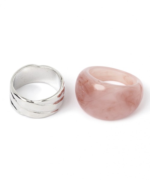 niko and...（ニコアンド）の「マーブルカラー2セットリング（リング・レディース・ホワイト/ブラウン/ピンク・0）」の6枚目の写真