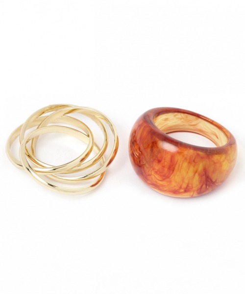 niko and...（ニコアンド）の「マーブルカラー2セットリング（リング・レディース・ホワイト/ブラウン/ピンク・0）」の7枚目の写真