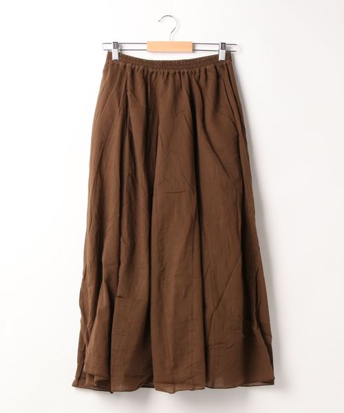 earth music&ecology（アースミュージックアンドエコロジー）の「コットンボイルギャザーフレアスカート ＊（スカート・レディース・ブラック/ベージュ/パープル/ブラウン/オフホワイト/ピンク/グリーン/マスタード・FREE）」の9枚目の写真