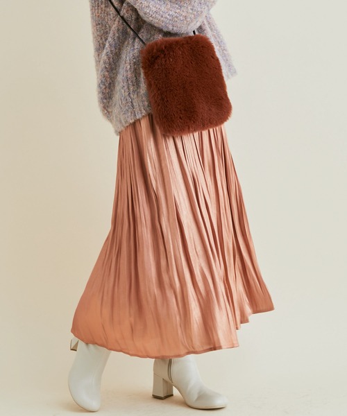 VIS（ビス）の「フェードアウトシャイニースカート（スカート・レディース・カーキ/ピンク/グリーン/キャメル/キナリ/ダークブラウン/サックスブルー/ラベンダー/ブラウン系その他/ライトグリーン・S/M）」の9枚目の写真