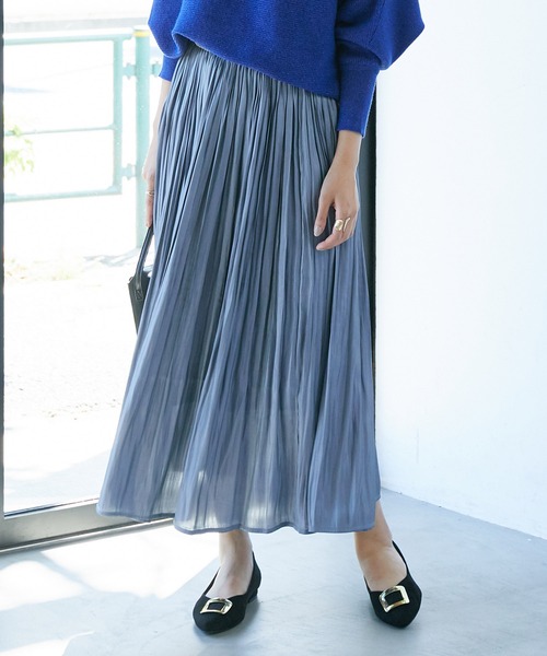 VIS（ビス）の「フェードアウトシャイニースカート（スカート・レディース・カーキ/ピンク/グリーン/キャメル/キナリ/ダークブラウン/サックスブルー/ラベンダー/ブラウン系その他/ライトグリーン・S/M）」の7枚目の写真