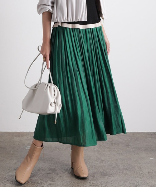 VIS（ビス）の「フェードアウトシャイニースカート（スカート・レディース・カーキ/ピンク/グリーン/キャメル/キナリ/ダークブラウン/サックスブルー/ラベンダー/ブラウン系その他/ライトグリーン・S/M）」の5枚目の写真