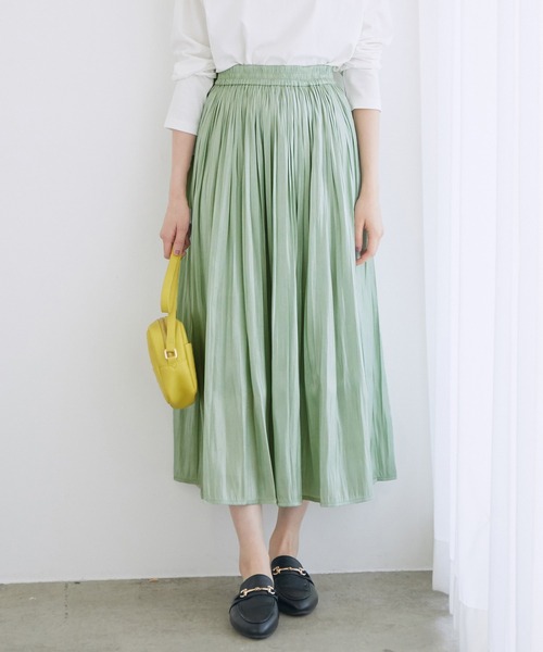 VIS（ビス）の「フェードアウトシャイニースカート（スカート・レディース・カーキ/ピンク/グリーン/キャメル/キナリ/ダークブラウン/サックスブルー/ラベンダー/ブラウン系その他/ライトグリーン・S/M）」の6枚目の写真