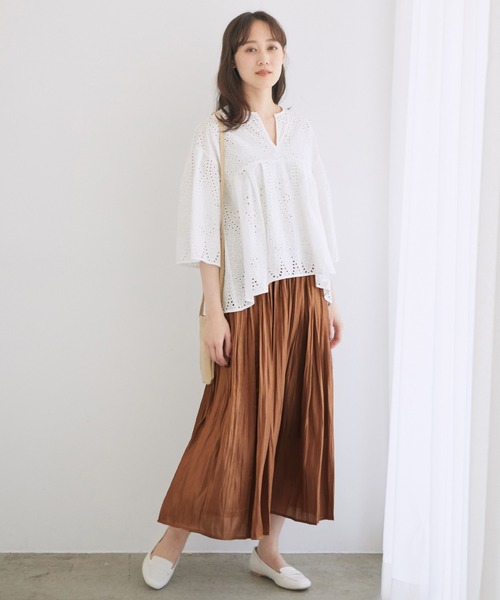 VIS（ビス）の「フェードアウトシャイニースカート（スカート・レディース・カーキ/ピンク/グリーン/キャメル/キナリ/ダークブラウン/サックスブルー/ラベンダー/ブラウン系その他/ライトグリーン・S/M）」の21枚目の写真