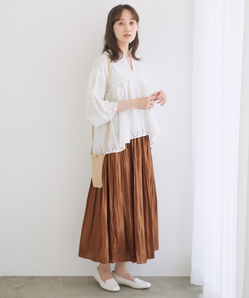 VIS（ビス）の「フェードアウトシャイニースカート（スカート・レディース・カーキ/ピンク/グリーン/キャメル/キナリ/ダークブラウン/サックスブルー/ラベンダー/ブラウン系その他/ライトグリーン・S/M）」の22枚目の写真