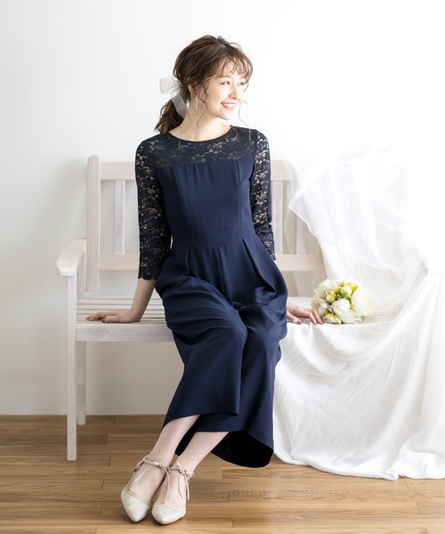 セール Zozotown限定 お袖レース使いコンビネゾン 裏地付き ドレス Replete リプリート のファッション通販 Zozotown