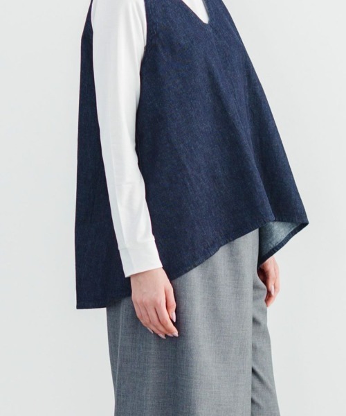 mizuiroind（ミズイロインド）の「デニムVネックベスト（ベスト）」 - WEAR