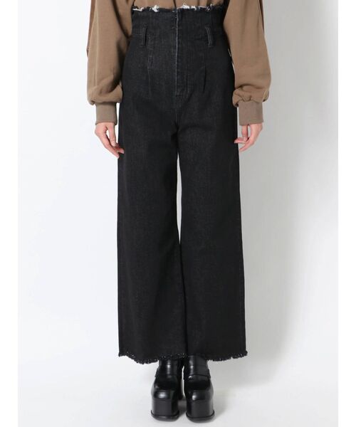 EMODA(エモダ)の「カットワイドハイウエストジーンズ(デニムパンツ・レディース・ブラック/インディゴブルー・SMALL/MEDIUM/X-SMALL)」の9枚目の写真