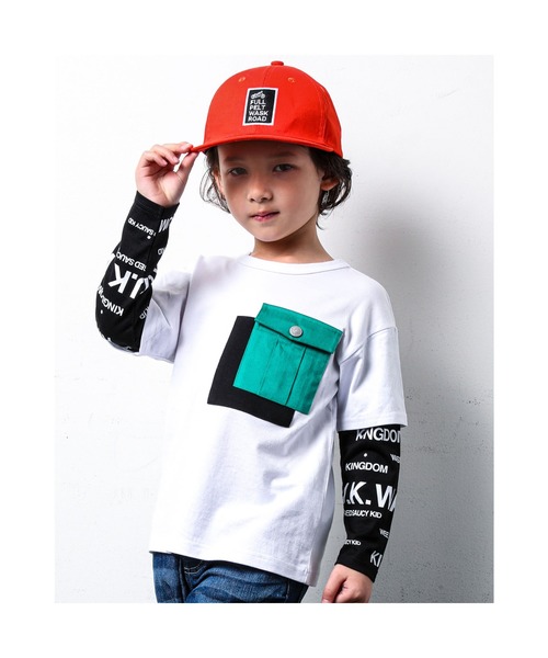 セール Wask レイヤード フウ ポケット ツキ ワイド 長袖 Tシャツ男の子 ワスク キッズ 子ども 子供服 140cm 150cm 160cm Tシャツ カットソー Wask ワスク のファッション通販 Zozotown