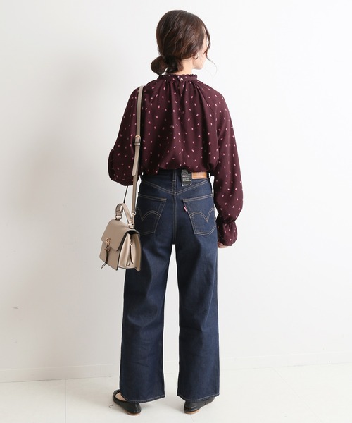 SLOBE IENA(IENA SLOBE)◆24SS/ドットシャーリングブラウス/FREE/ポリエステル/CRM/ドット/ セール】ランダムドットギャザースリーブブラウス【手洗い可能