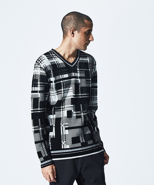 5351 POUR LES HOMMES（ゴーサンゴーイチプールオム）の「【20AW】ブロークンチェックVネックニット（ニット/セーター・メンズ・ブラック/その他/ネイビー・44/46/48/50）」の5枚目の写真