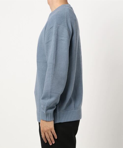 PLUS ONE（プラスワン）の「【PLUS ONE】鹿の子クルーネックニット（ニット/セーター・メンズ・ブルー/ブラック/ダークベージュ/オフホワイト/グリーン/キャメル・L/XL/M/S）」の7枚目の写真