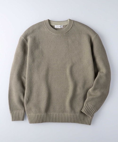 PLUS ONE（プラスワン）の「【PLUS ONE】鹿の子クルーネックニット（ニット/セーター・メンズ・ブルー/ブラック/ダークベージュ/オフホワイト/グリーン/キャメル・L/XL/M/S）」の21枚目の写真