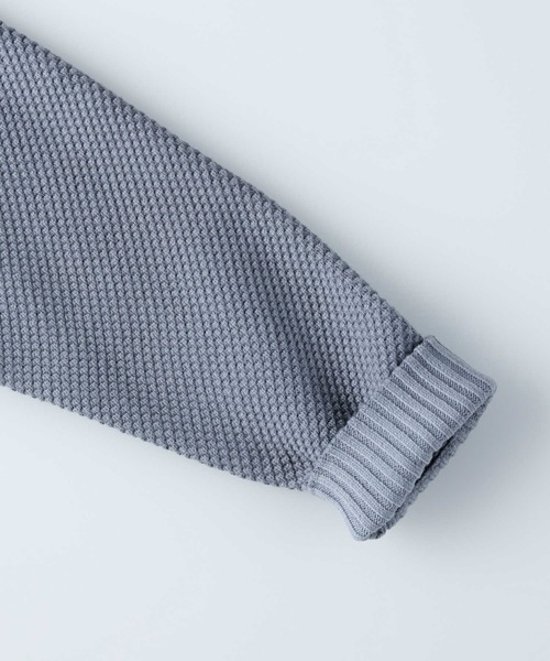 PLUS ONE（プラスワン）の「【PLUS ONE】鹿の子クルーネックニット（ニット/セーター・メンズ・ブルー/ブラック/ダークベージュ/オフホワイト/グリーン/キャメル・L/XL/M/S）」の16枚目の写真