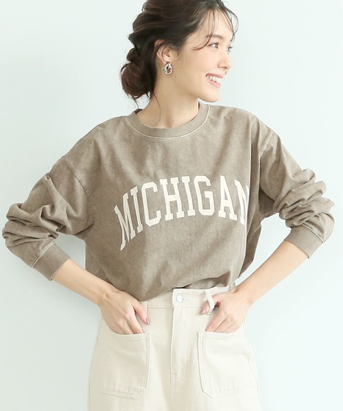 coca(coca)(コカ)の「ピグメントプリントロンT(Tシャツ/カットソー・レディース・チャコールグレー/ベージュ/グリーン・ONE SIZE)」の3枚目の写真