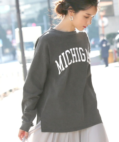coca(coca)(コカ)の「ピグメントプリントロンT(Tシャツ/カットソー・レディース・チャコールグレー/ベージュ/グリーン・ONE SIZE)」の2枚目の写真