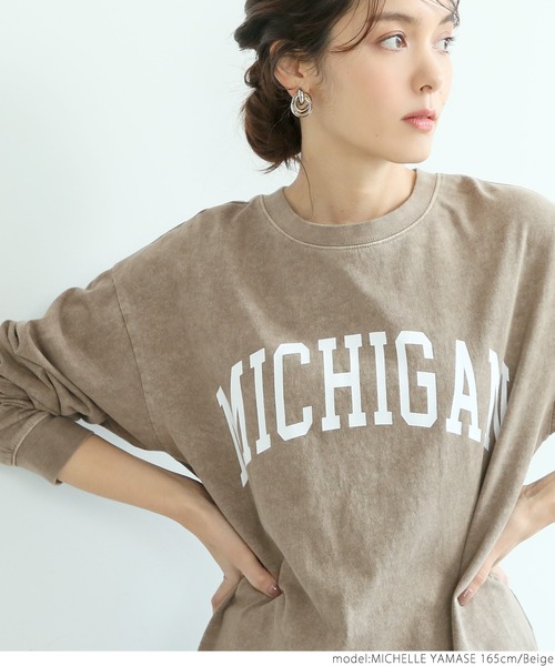 coca(coca)(コカ)の「ピグメントプリントロンT(Tシャツ/カットソー・レディース・チャコールグレー/ベージュ/グリーン・ONE SIZE)」の11枚目の写真