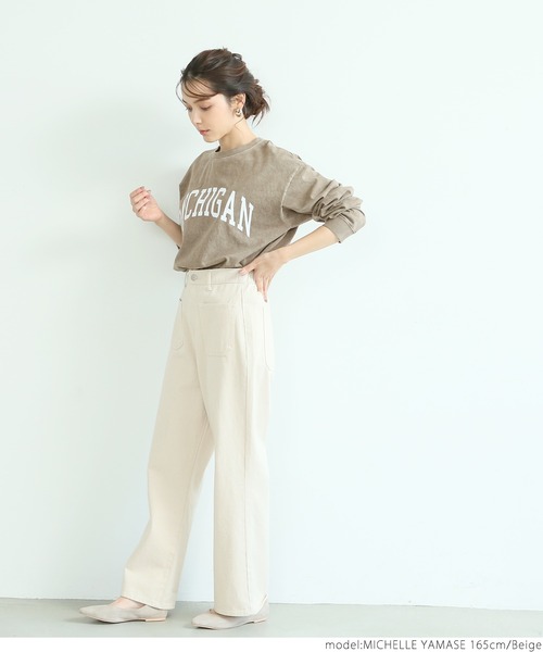 coca(coca)(コカ)の「ピグメントプリントロンT(Tシャツ/カットソー・レディース・チャコールグレー/ベージュ/グリーン・ONE SIZE)」の13枚目の写真
