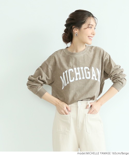 coca(coca)(コカ)の「ピグメントプリントロンT(Tシャツ/カットソー・レディース・チャコールグレー/ベージュ/グリーン・ONE SIZE)」の14枚目の写真
