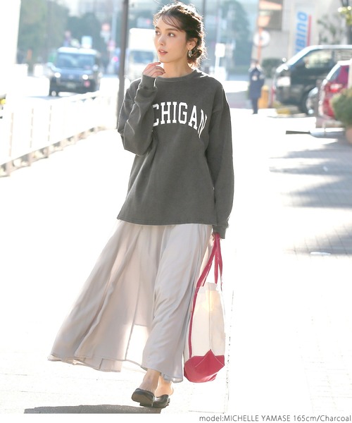 coca(coca)(コカ)の「ピグメントプリントロンT(Tシャツ/カットソー・レディース・チャコールグレー/ベージュ/グリーン・ONE SIZE)」の4枚目の写真