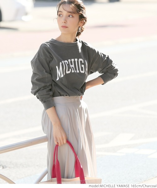 coca(coca)(コカ)の「ピグメントプリントロンT(Tシャツ/カットソー・レディース・チャコールグレー/ベージュ/グリーン・ONE SIZE)」の8枚目の写真