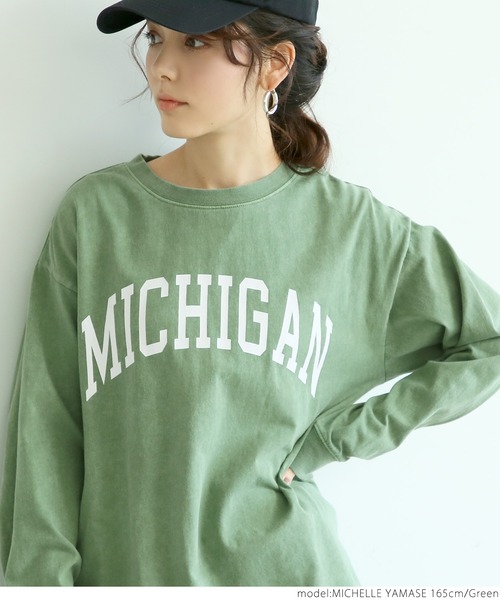 coca(coca)(コカ)の「ピグメントプリントロンT(Tシャツ/カットソー・レディース・チャコールグレー/ベージュ/グリーン・ONE SIZE)」の18枚目の写真
