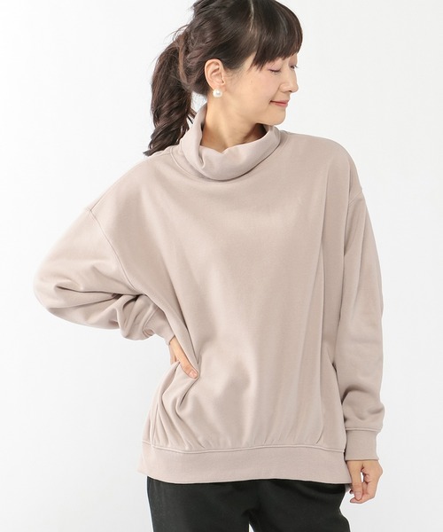 Petit Honfleur(プチオンフルール)の「裏起毛ハイネックプルオーバー(Tシャツ/カットソー・レディース・グリーン/モカ/ベージュ/ピンク・M/L)」の4枚目の写真