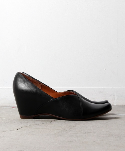 BUTTERO〈PERSIA〉インヒールウェッジソールパンプス35 ネイビー