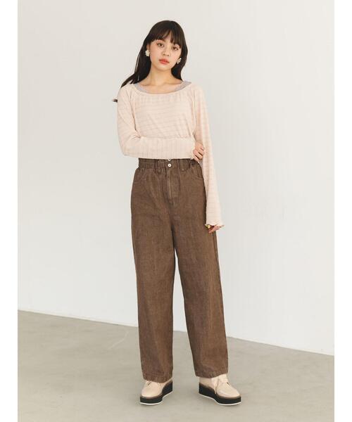 SLURR（スラ―）の「ギャザーウエストストレートパンツ（その他パンツ・レディース・ブラウン・FREE）」の7枚目の写真