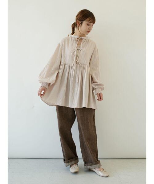 SLURR（スラ―）の「ギャザーウエストストレートパンツ（その他パンツ・レディース・ブラウン・FREE）」の15枚目の写真