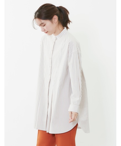 POU DOU DOU（プードゥドゥ）の「ビブヨークタックチュニックシャツ（シャツ/ブラウス・レディース・モカ/ライトグリーン/アイボリー・3）」の8枚目の写真