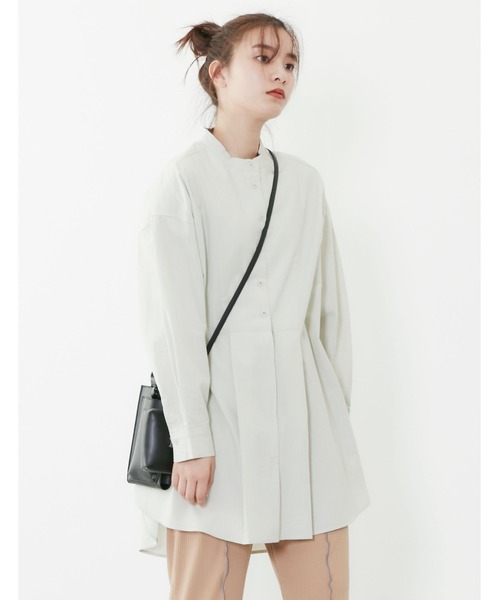 POU DOU DOU（プードゥドゥ）の「ビブヨークタックチュニックシャツ（シャツ/ブラウス・レディース・モカ/ライトグリーン/アイボリー・3）」の17枚目の写真