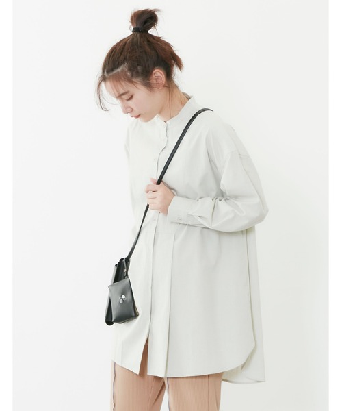 POU DOU DOU（プードゥドゥ）の「ビブヨークタックチュニックシャツ（シャツ/ブラウス・レディース・モカ/ライトグリーン/アイボリー・3）」の18枚目の写真