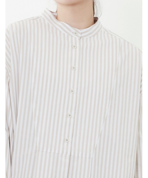 POU DOU DOU（プードゥドゥ）の「ビブヨークタックチュニックシャツ（シャツ/ブラウス・レディース・モカ/ライトグリーン/アイボリー・3）」の21枚目の写真