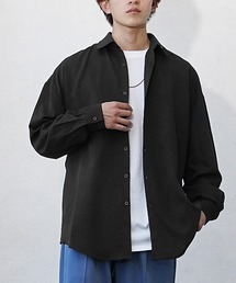 【MinoriTY】裾ラウンドオーバーサイズシャツ ルーズフィット カジュアルシャツ メンズ ワイドシルエット カジュアルウェア ビッグサイズ 秋服