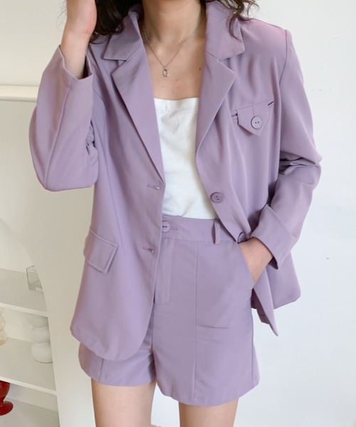 Purple&Yellow テーラードジャケット & パンツ セットアップ